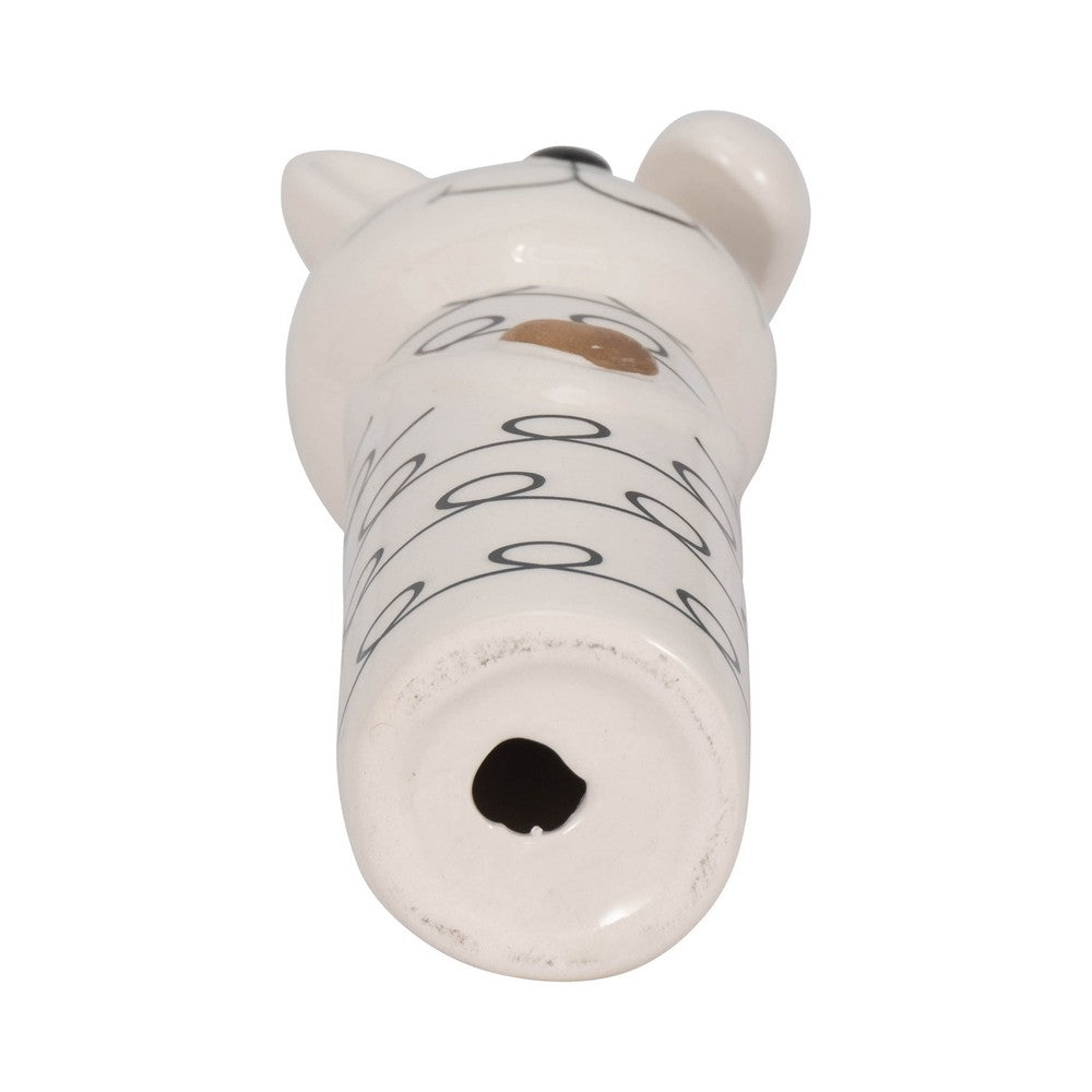 Decorative Squiggly Bunny Tabletop Accent w Gold Heart | White Ceramic