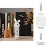 Decorative Squiggly Bunny Tabletop Accent w Gold Heart | White Ceramic