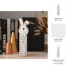 Dion Squiggly Bunny Figurine with Gold Heart | White-Black Ceramic 10"