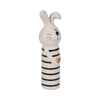 Accent Figurine | 7" Striped Bunny with Gold Heart | White Ceramic