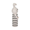 Accent Figurine | 7" Striped Bunny with Gold Heart | White Ceramic