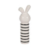 Accent Figurine | 7" Striped Bunny with Gold Heart | White Ceramic