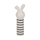 Accent Figurine | 7" Striped Bunny with Gold Heart | White Ceramic