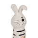 Accent Figurine | 7" Striped Bunny with Gold Heart | White Ceramic