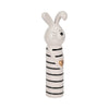 Striped Bunny Figurine with Gold Heart | 12" Black & White Ceramic