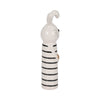 Striped Bunny Figurine with Gold Heart | 12" Black & White Ceramic