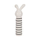 Striped Bunny Figurine with Gold Heart | 12" Black & White Ceramic