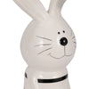 Striped Bunny Figurine with Gold Heart | 12" Black & White Ceramic