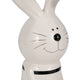 Striped Bunny Figurine with Gold Heart | 12" Black & White Ceramic