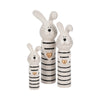 Striped Bunny Figurine with Gold Heart | 12" Black & White Ceramic