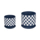 Echy Checkerboard Planters with Saucers Set of 2 | Blue-White Ceramic