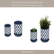 Echy Checkerboard Planters with Saucers Set of 2 | Blue-White Ceramic