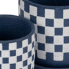 Echy Checkerboard Planters with Saucers Set of 2 | Blue-White Ceramic