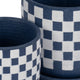Echy Checkerboard Planters with Saucers Set of 2 | Blue-White Ceramic