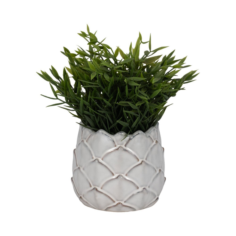 Artichoke Planter Vase| Sculpted Textured White Ceramic | 5"
