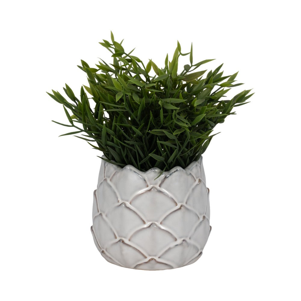 Artichoke Planter Vase| Sculpted Textured White Ceramic | 5"