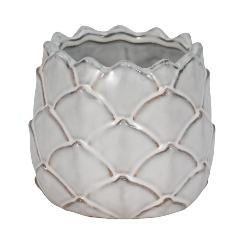 Artichoke Planter Vase| Sculpted Textured White Ceramic | 5"