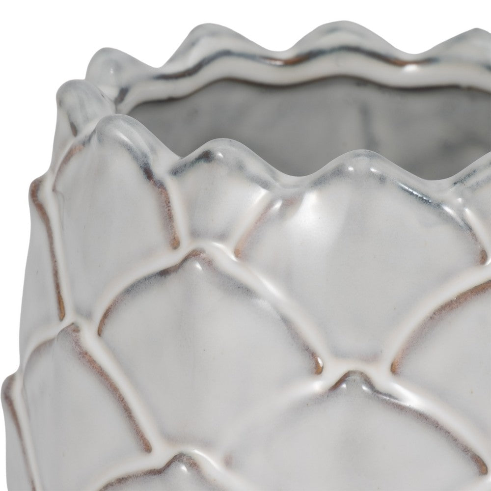 Artichoke Planter Vase| Sculpted Textured White Ceramic | 5"