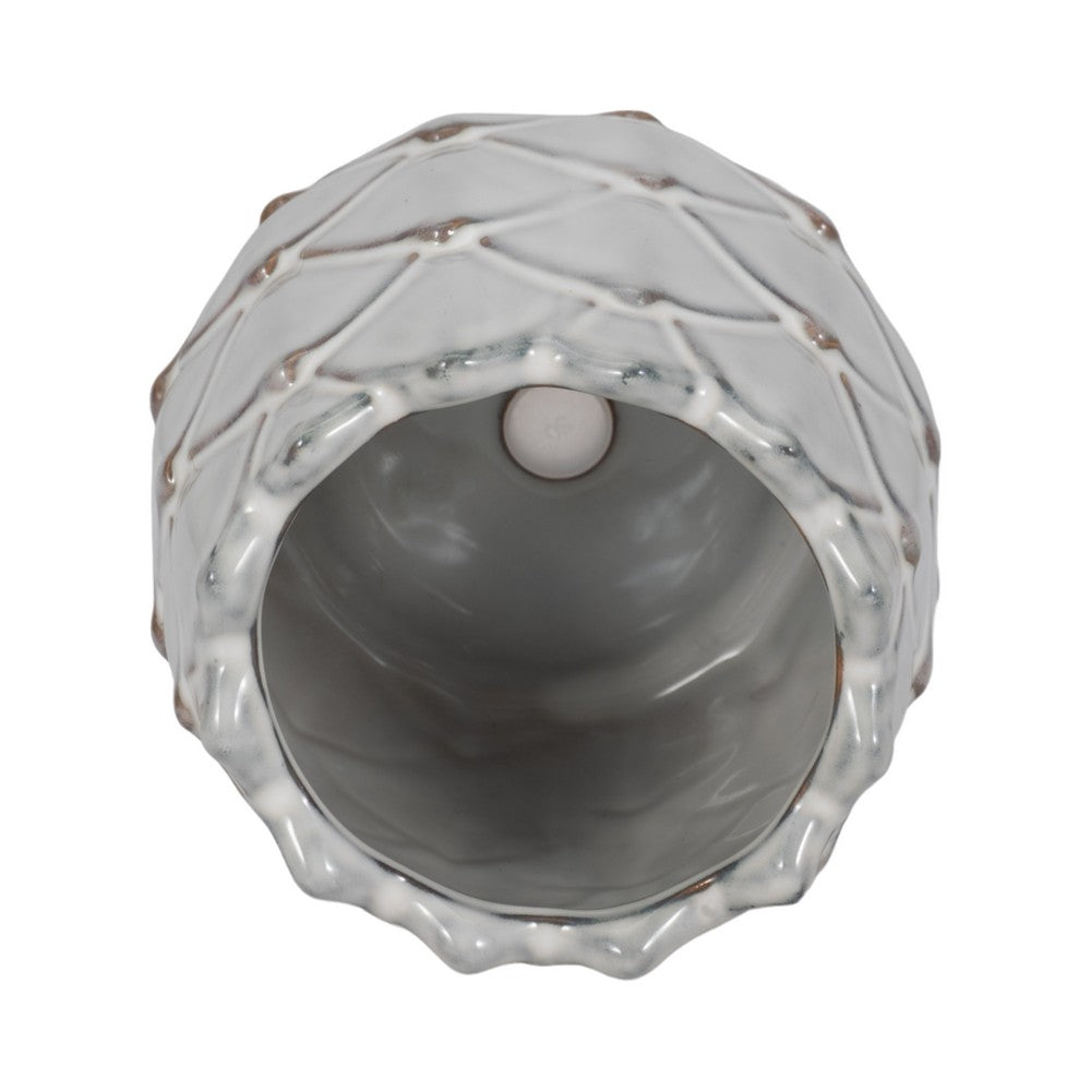 Artichoke Planter Vase| Sculpted Textured White Ceramic | 5"