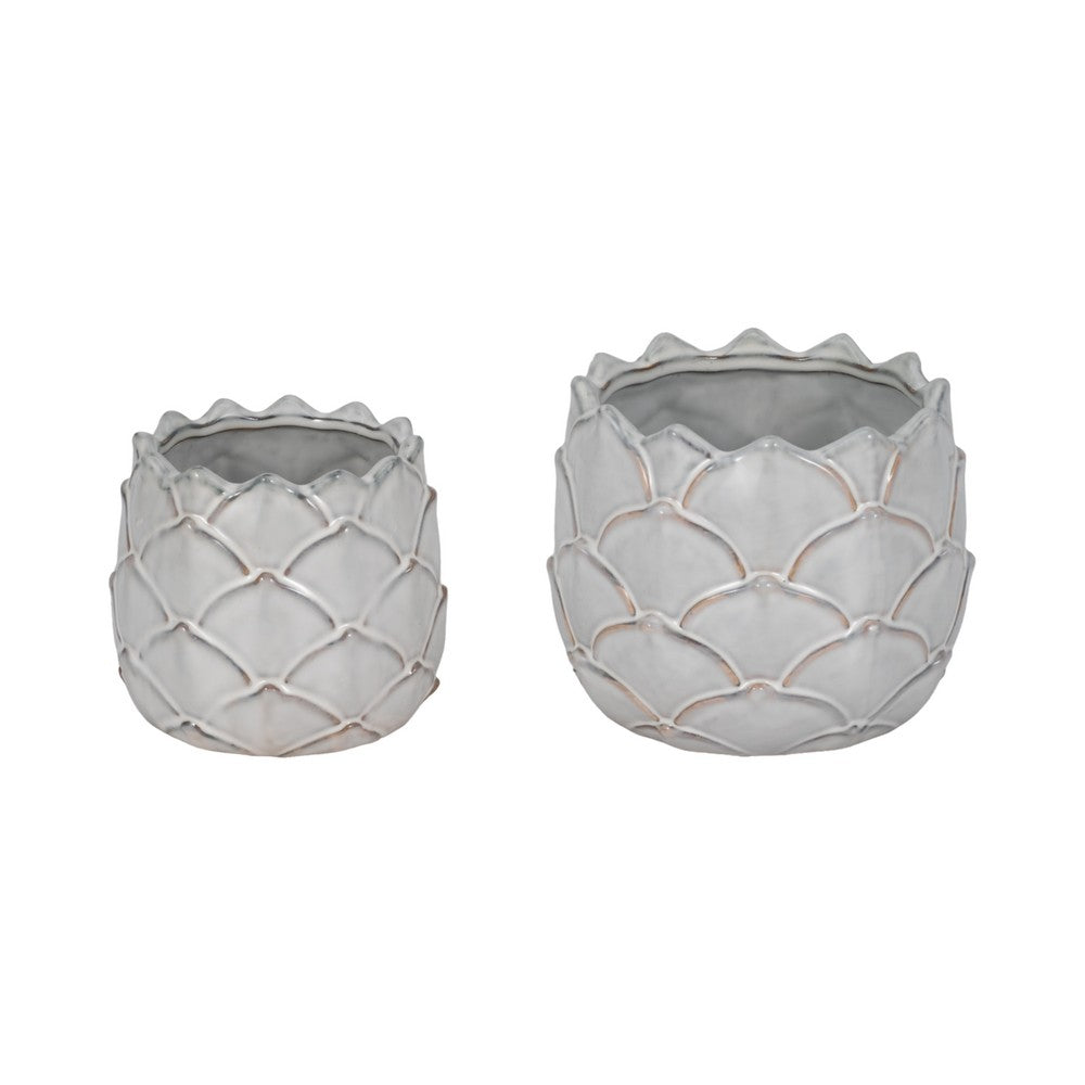 Artichoke Planter Vase| Sculpted Textured White Ceramic | 5"