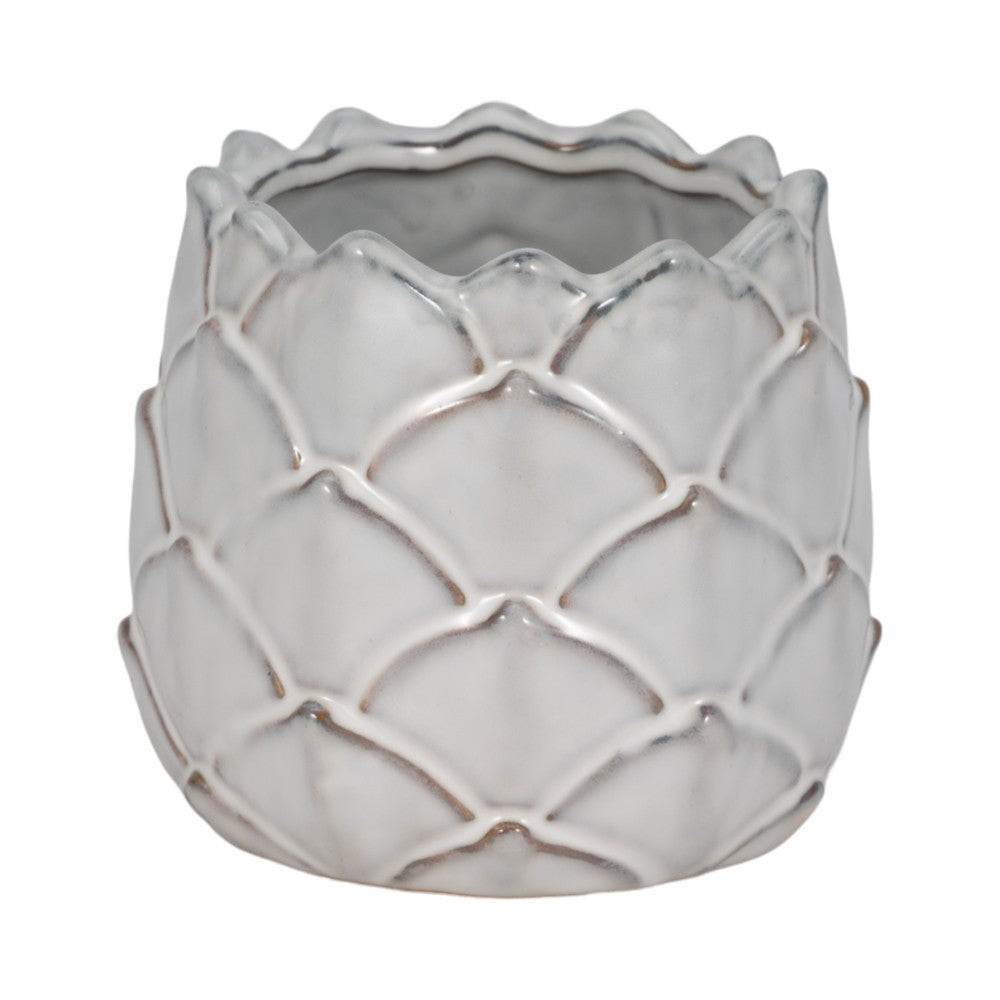 Artichoke Planter Vase| Sculpted Textured White Ceramic | 5"