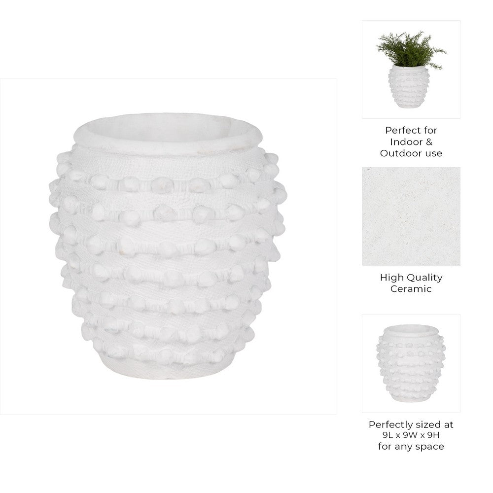 Garden Planter | 3D Raised Woven Knot Accent | 9" White Finish
