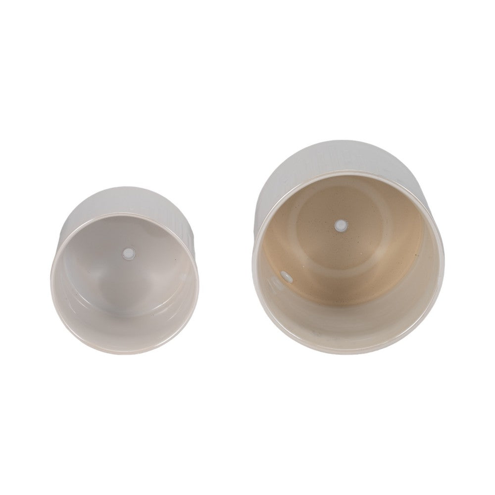 Xavie Garden Planters Set of 2 | Iridescent Foot | Ivory Ceramic 8 & 6"