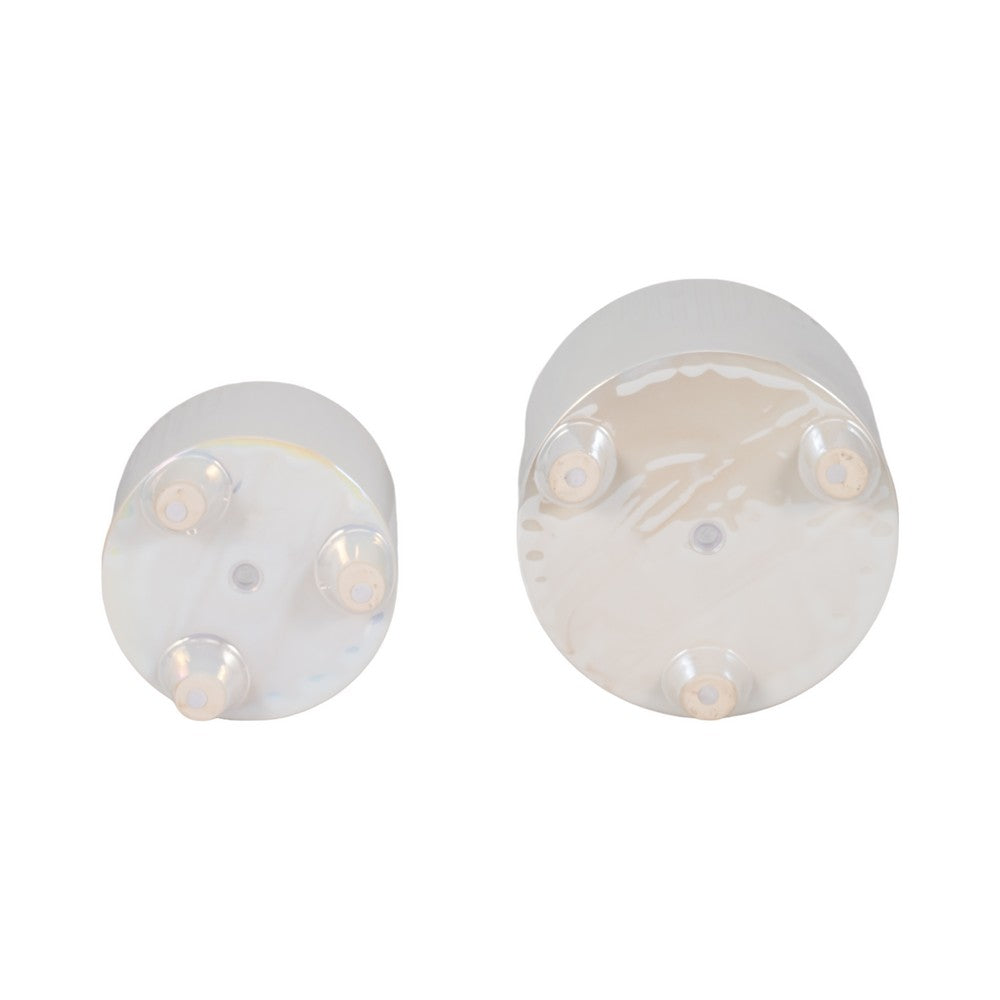 Xavie Garden Planters Set of 2 | Iridescent Foot | Ivory Ceramic 8 & 6"