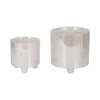 Abas Iridescent Bravais Footed Planter Set of 2 | Ivory Ceramic 8 & 6"