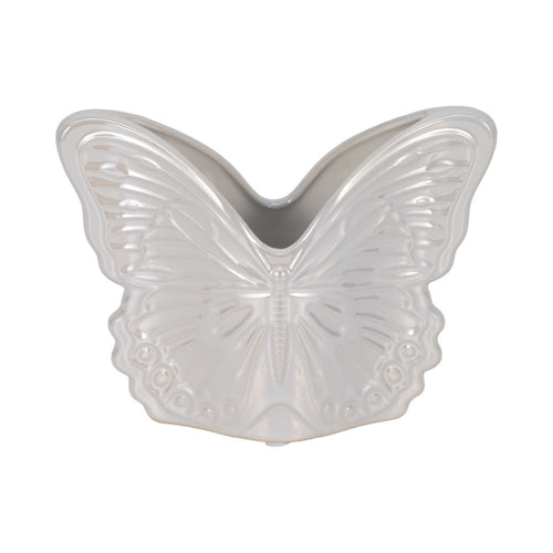 Outdoor Butterfly Accent Garden Planter | Ivory Finish Ceramic | 7"