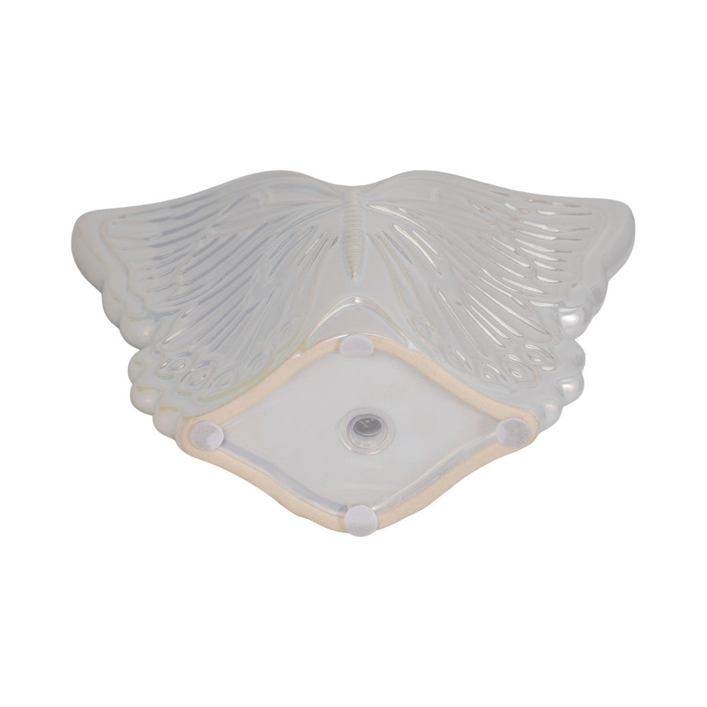Outdoor Butterfly Accent Garden Planter | Ivory Finish Ceramic | 7"