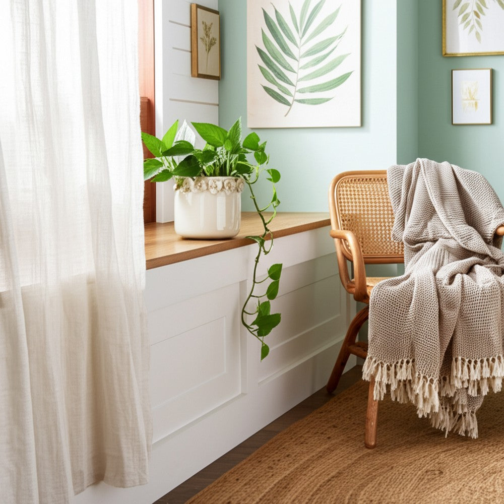 Reya Planter Pot | 3D Floral Applique Rim | Handcrafted Ivory Ceramic | 6"