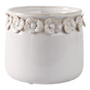 Reya Planter Pot | 3D Floral Applique Rim | Handcrafted Ivory Ceramic | 6"