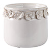 Reya Planter Pot | 3D Floral Applique Rim | Handcrafted Ivory Ceramic | 6"