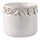 Reya Planter Pot | 3D Floral Applique Rim | Handcrafted Ivory Ceramic | 6"