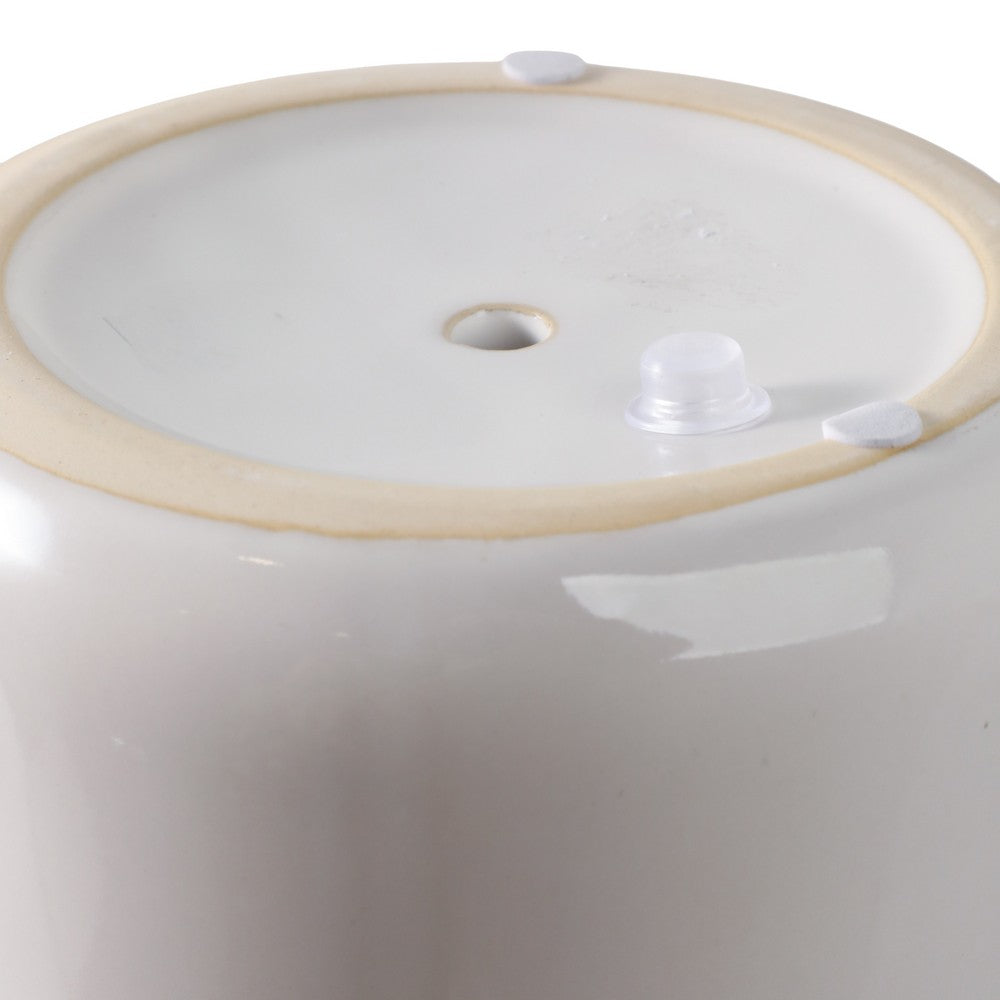 Reya Planter Pot | 3D Floral Applique Rim | Handcrafted Ivory Ceramic | 6"