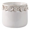 Reya Planter Pot | 3D Floral Applique Rim | Handcrafted Ivory Ceramic | 6"