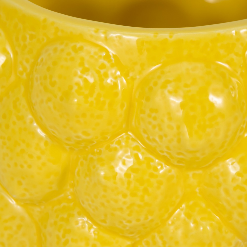 Indoor Outdoor Flower Planter Pot | Yellow Ceramic Lemon Art Design