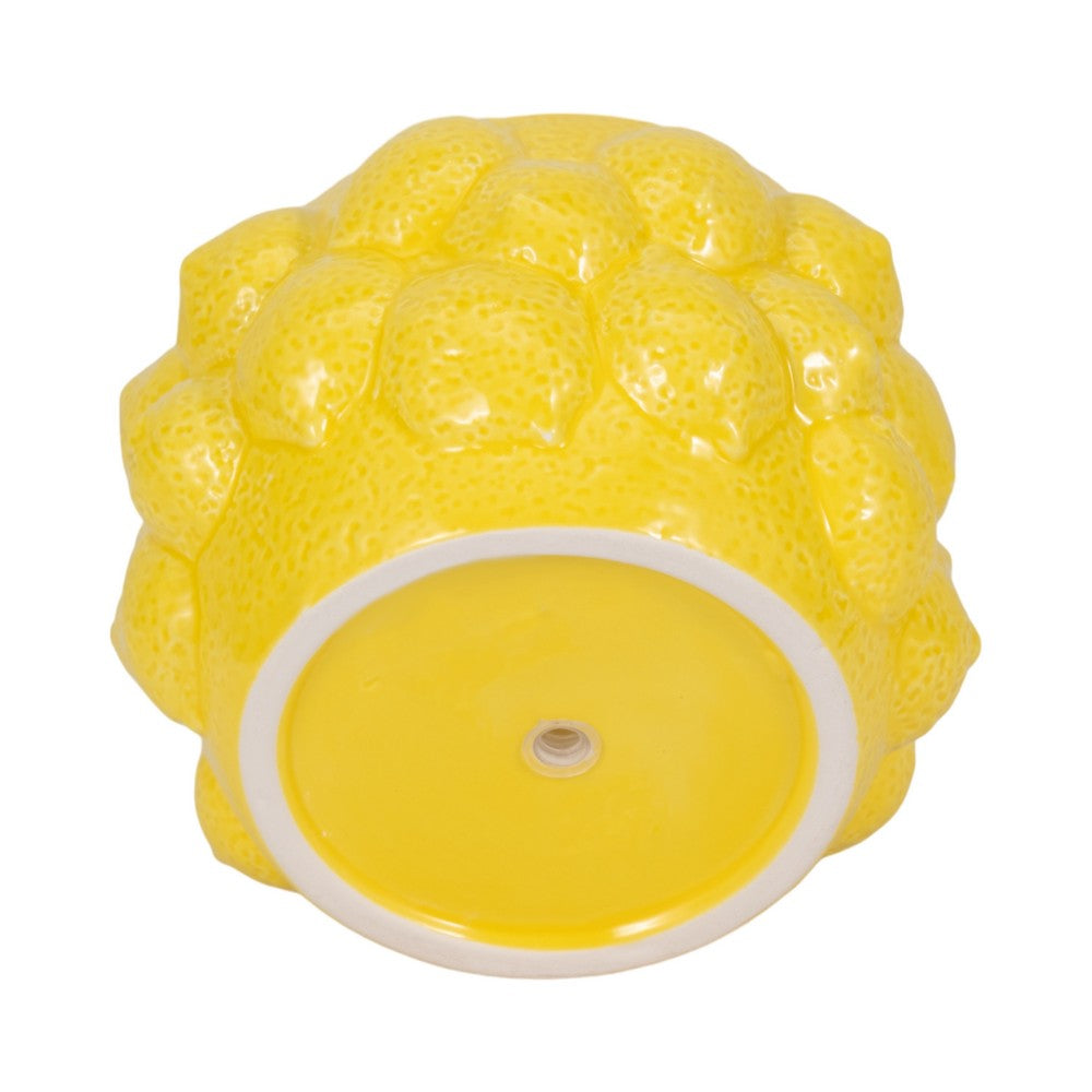 Indoor Outdoor Flower Planter Pot | Yellow Ceramic Lemon Art Design