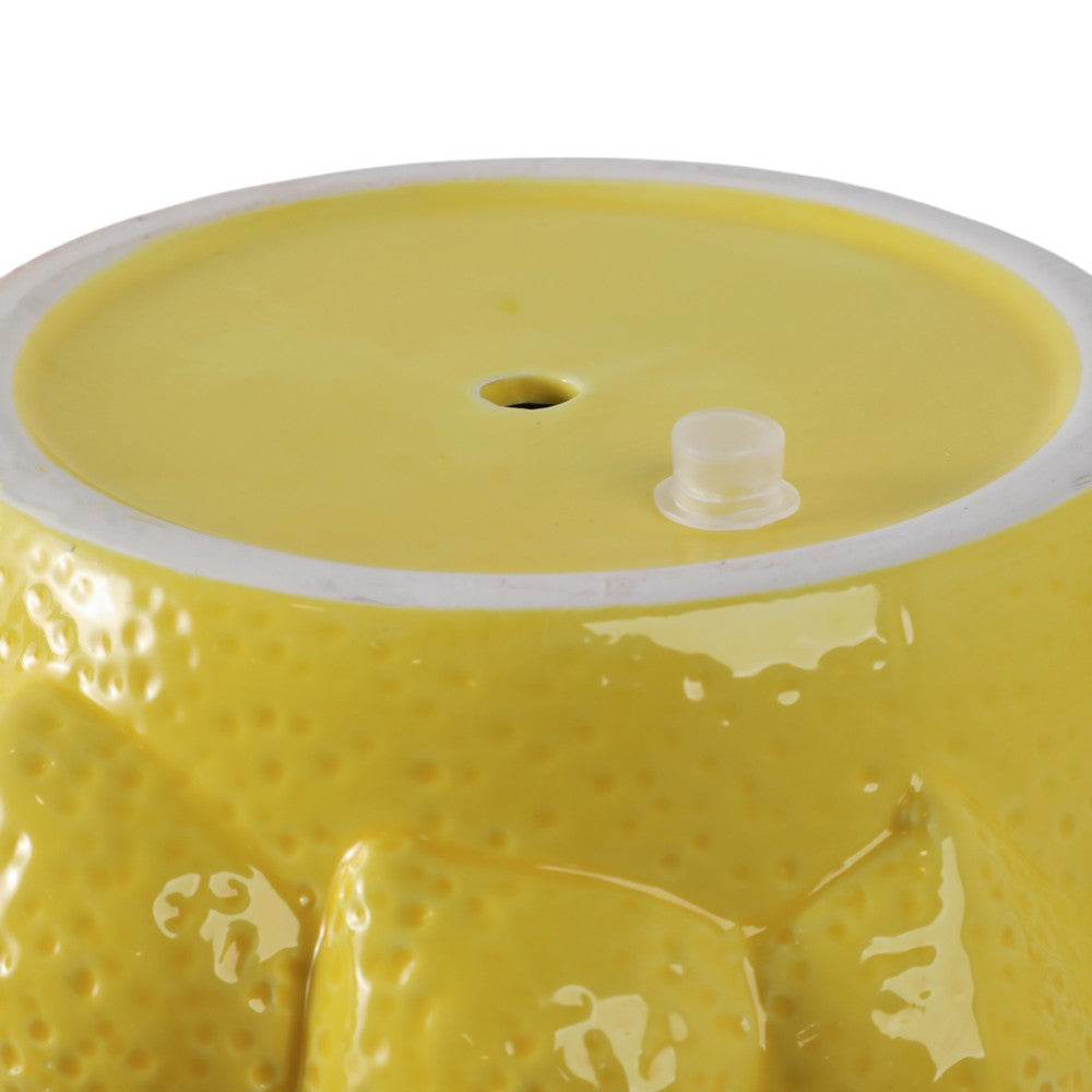 Erno Flower Planter | Raised Lemon Texture | Glossy Yellow Ceramic 8"