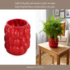 7" Strawberry Design Flower Pot Planter | Textured Glazed Red Ceramic