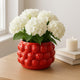 Decorative Planter Pot | 8" Strawberry Textured Design | Red Ceramic