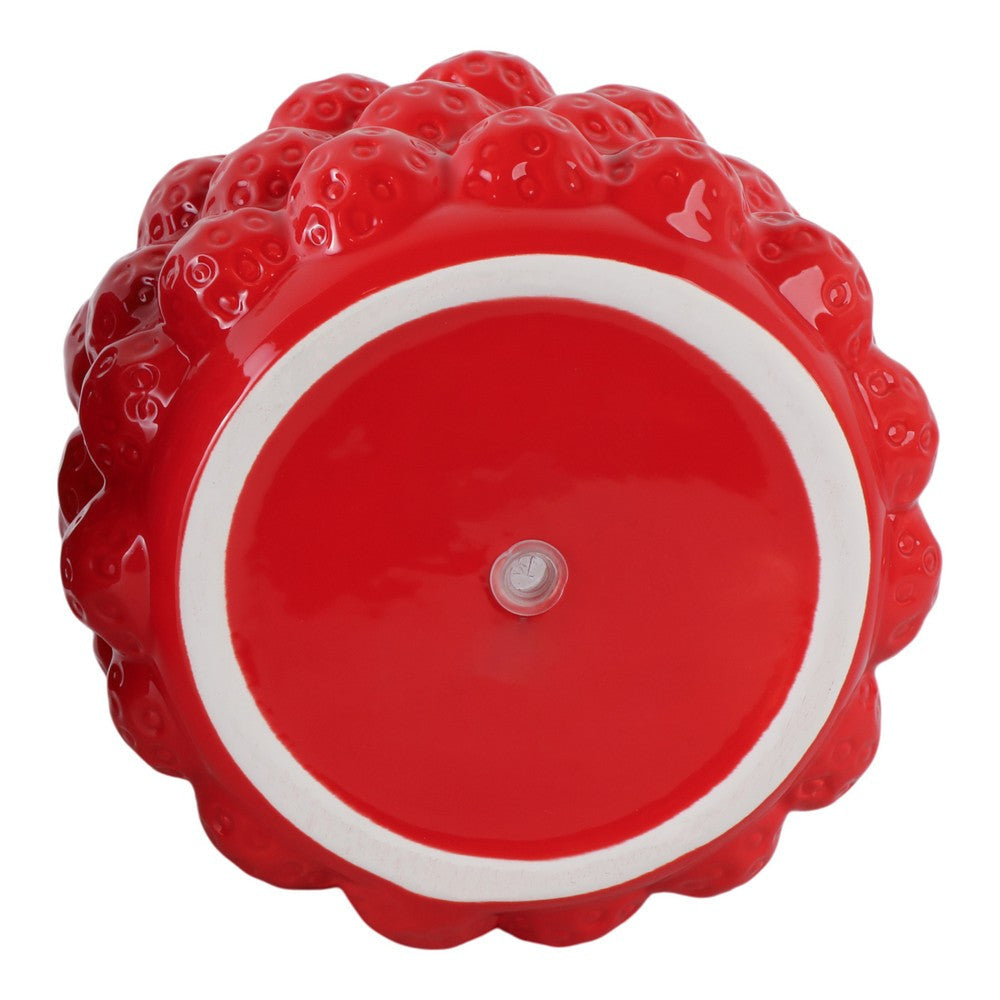 Decorative Planter Pot | 8’’ Strawberry Textured Design | Red Ceramic SBH-20273-04