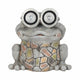 Outdoor Garden Frog Statue Wearing Solar Goggles | 12" Gray Resin