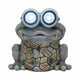 Outdoor Garden Frog Statue Wearing Solar Goggles | 12" Gray Resin