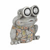 Outdoor Garden Frog Statue Wearing Solar Goggles | 12" Gray Resin