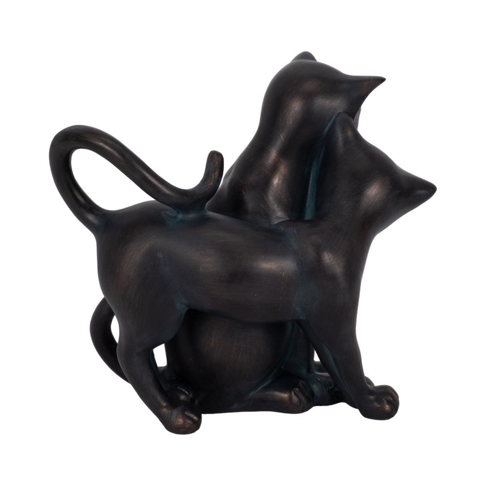 7" Statuette Cuddling Cats Figurine w Bronze Resin | Artisan Crafted
