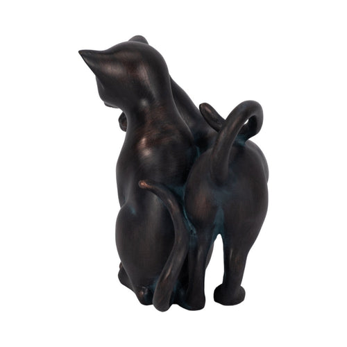 7" Statuette Cuddling Cats Figurine w Bronze Resin | Artisan Crafted