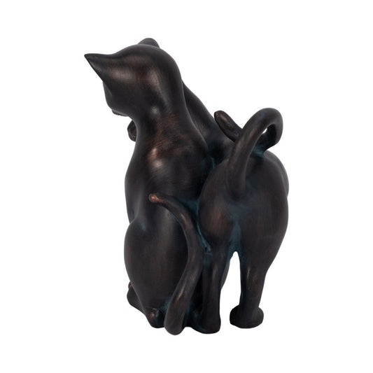 7" Statuette Cuddling Cats Figurine w Bronze Resin | Artisan Crafted