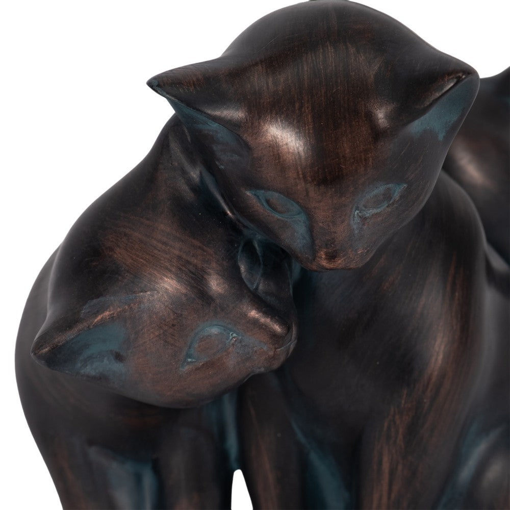 7" Statuette Cuddling Cats Figurine w Bronze Resin | Artisan Crafted